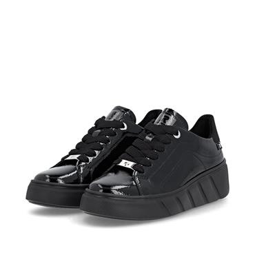 Rieker Platform Laced Shoe - Black Patent